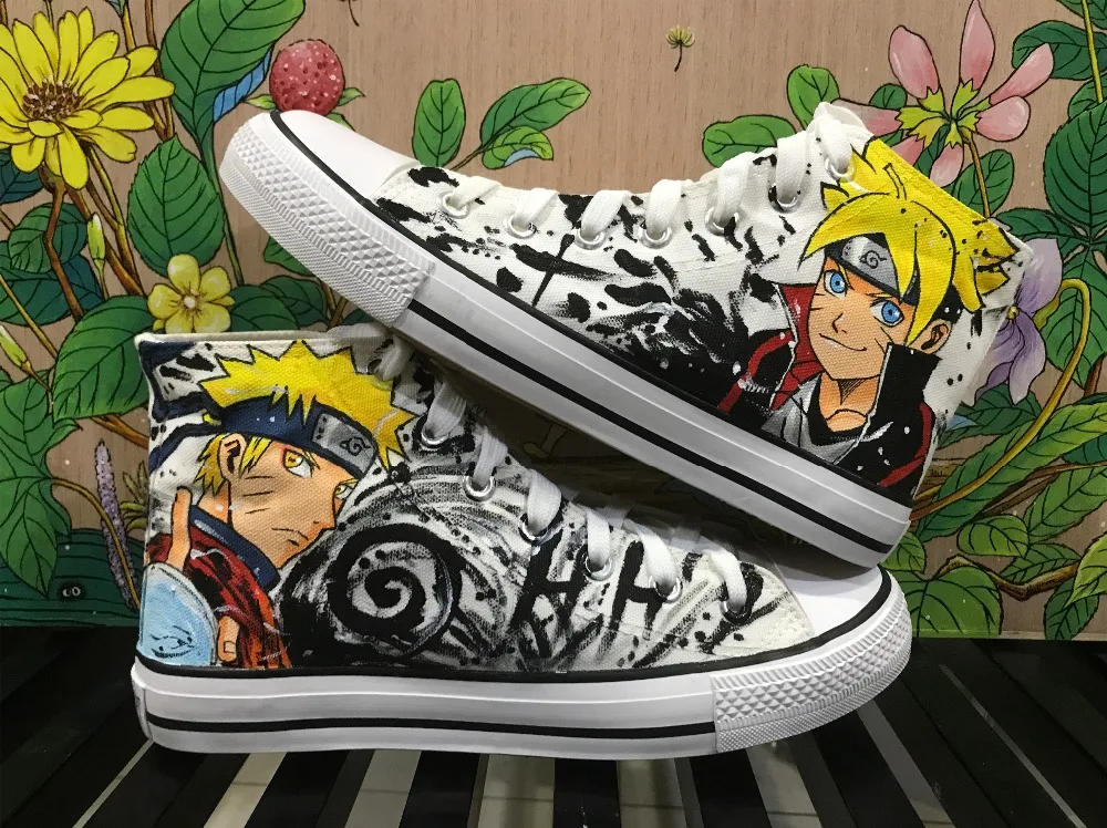 Высокая-Q Мужская Аниме Cos Наруто Uzumaki Naruto Саске 3D пары тапочек холст шнурки для ботинок обувь на подошве