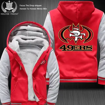 

Dropshipping USA Size 49ERS SF fans Zipper Sweatshirt Jacket Fleece Thicken Custom Jacket Coat Hoodies 8 colors Costume made