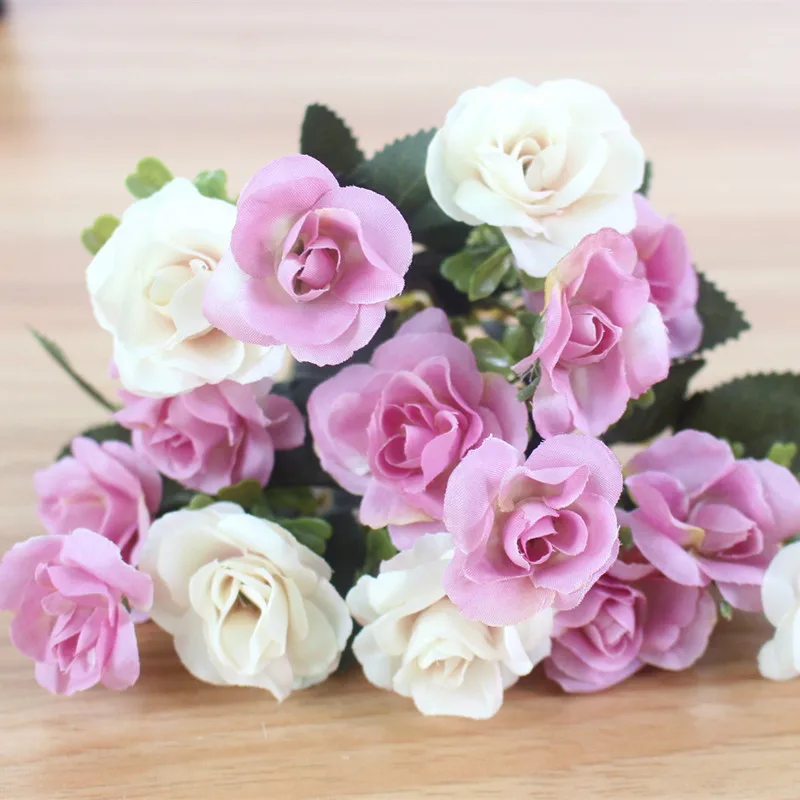 Austin 15 heads Autumn Fake Silk Flowers Artificial Rose Wedding Party Home Decor Flower Arrangement (4)