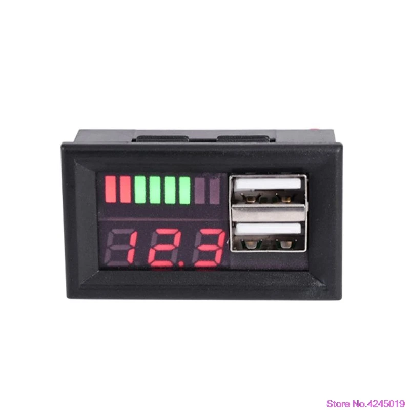 

New 12V Digital Car Motorcycle Voltmeter Voltage Battery Panel Meter w USB 5V Output