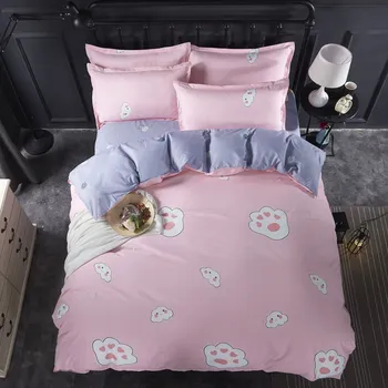 

Brief Style Pink&gray Duvet Cover Set Polyester Fabric Beddings Twin Queen Size for Kids Girls Cartoon Pattern Blanket Covers