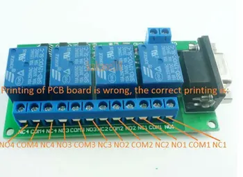 

DC 12V 4Ch RS232 Relay Board SCM PC UART DB9 Remote Control Switch PLC Motor Car free shipping