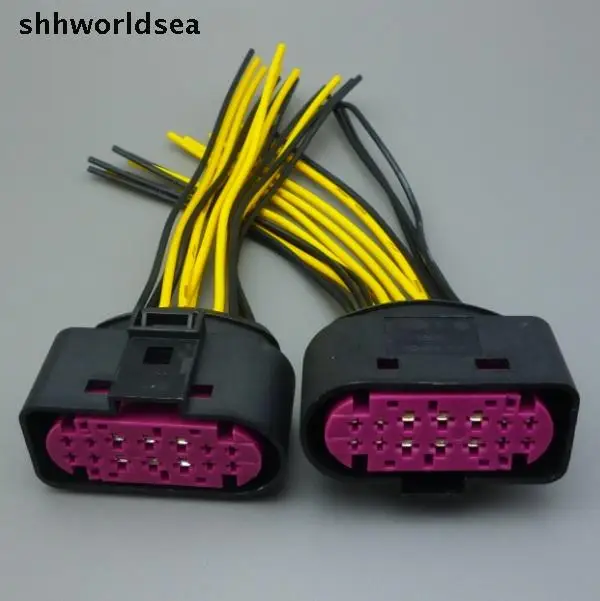 

shhworldsea 50pcs 14 pin Car Headlamp Front light Connector Adatper auto xenon lamp plug socket 1J0973737 1J0 973 737 For VW