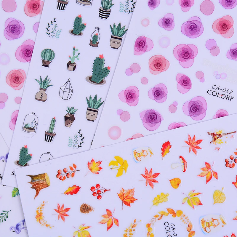 

1Sheet Mixed Color Fashion Patterns 3D Nail Art Stickers Autumn/Summer Theme Design Charming Water Transfer Nail Art Sticker