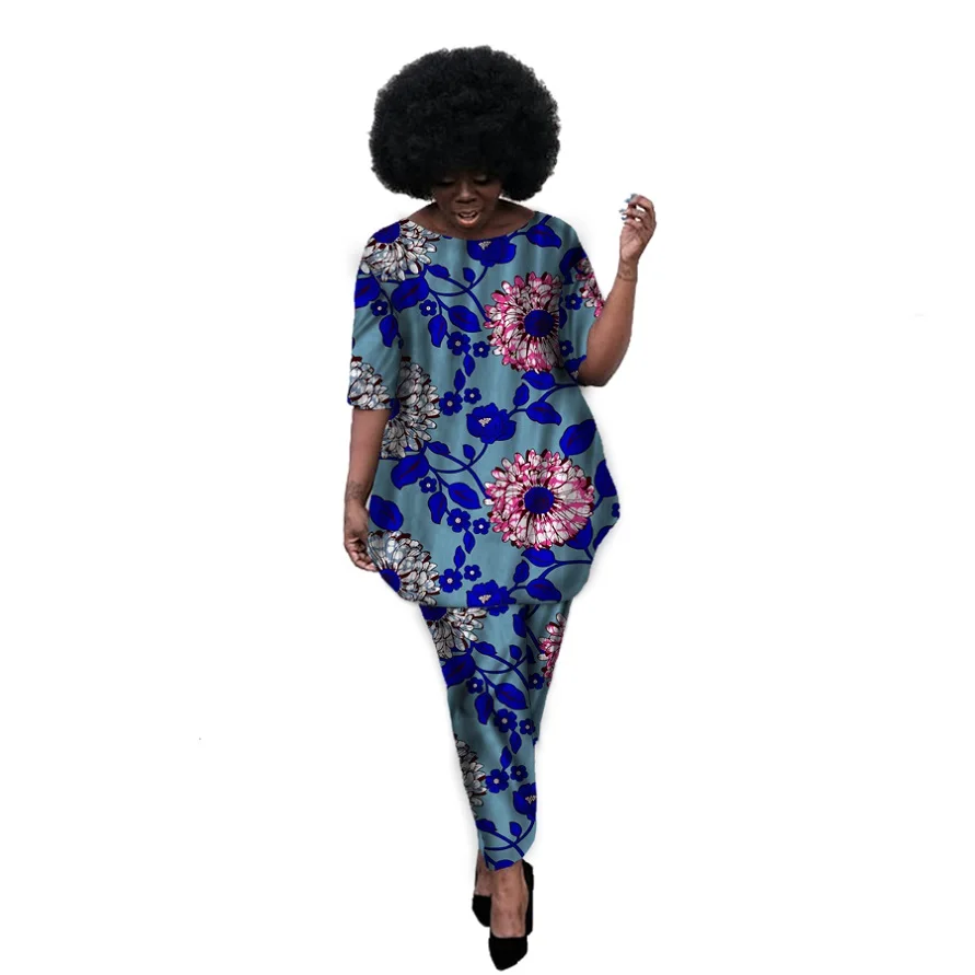 Африканские женские модные топы с принтом+ брюки, комплекты, женская футболка, африканская Женская одежда в африканском стиле, большие размеры, вечерние, по индивидуальному заказу - Цвет: 5