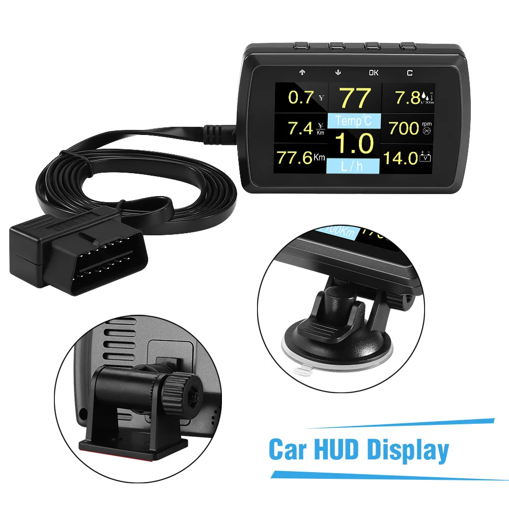 Price HUD Head Up Display A501C OBD2 On board Computer For Car Fuel Consumption Temperature Meter Speedometer OBD 2 HUD Display