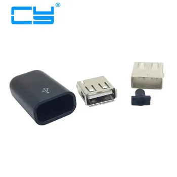

10set USB 2.0 Female Connector with Assembly Shell Solder Type for OEM DIY ODM Black & white Color