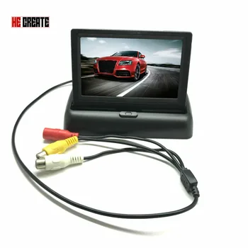 

HE CREATE Screen For Car Monitor 4.3" Foldable Display Car Rear View Camera Color 4.3 Inch TFT LCD HD Backup Monitors NTSC/PAL