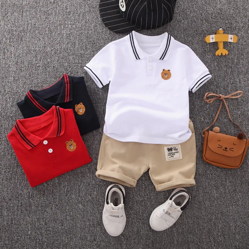 

toddler boy summer clothes boys clothing set masha bear tracksuit 2019 short sleeve suit two piece children 1th birthday outfits