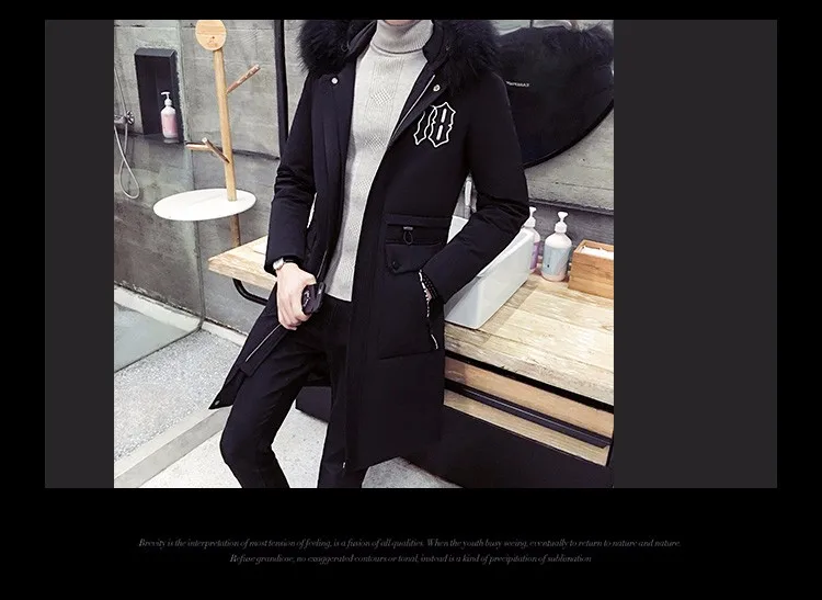 2016 Winter Hooded Thickened Fur Collar Man Warm Down Jacket,Korean Fashion Style Outwear Casual White Duck Down Coat,Hot Sale