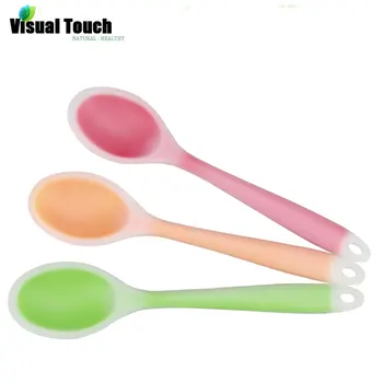 

Visual Touch 1PC Silicone Long-handled Rice Soup Spoon Solid Multi Color Ladle Scoop Flatware Kitchen Ladle Tableware Tools