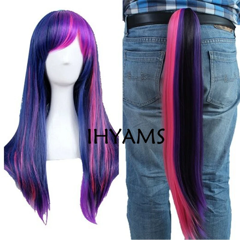 

My Little Pony Twilight Sparkle Cosplay Anime Wig +Chip Ponytail + Wig Cap Free