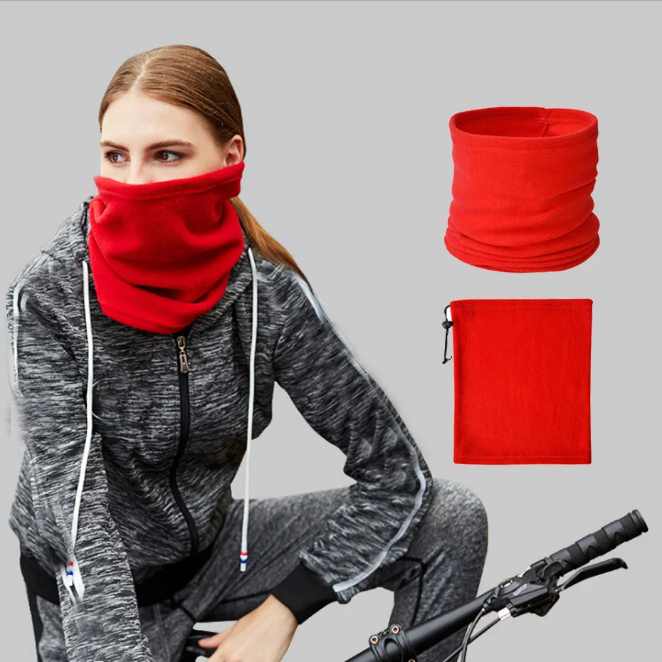 

Outdoor Multi-Function Solid Fleece Collar Bib Adult Single-Layer Thick Warm Scarves Skiing Camping Cycling Face Mask 8 Colors