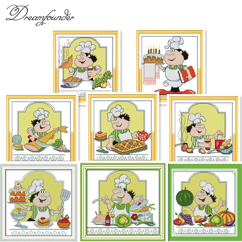 

Humor chef Funny cook Kitchen decor Counted print DMC 14CT 11CT 18CT Cross Stitch Needlework kit Embroidering multi picture plus