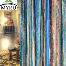 MYRU Luxury high-grade Italy velvet curtain semi shade cloth curtains multi colored stripes curtains for bedroom and living room