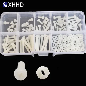 

M3 Phillips White Nylon Pan Head Screw Nut Metric Thread Cross Recessed Plastic Round Head Machine Bolt Set Assortment Kit Box