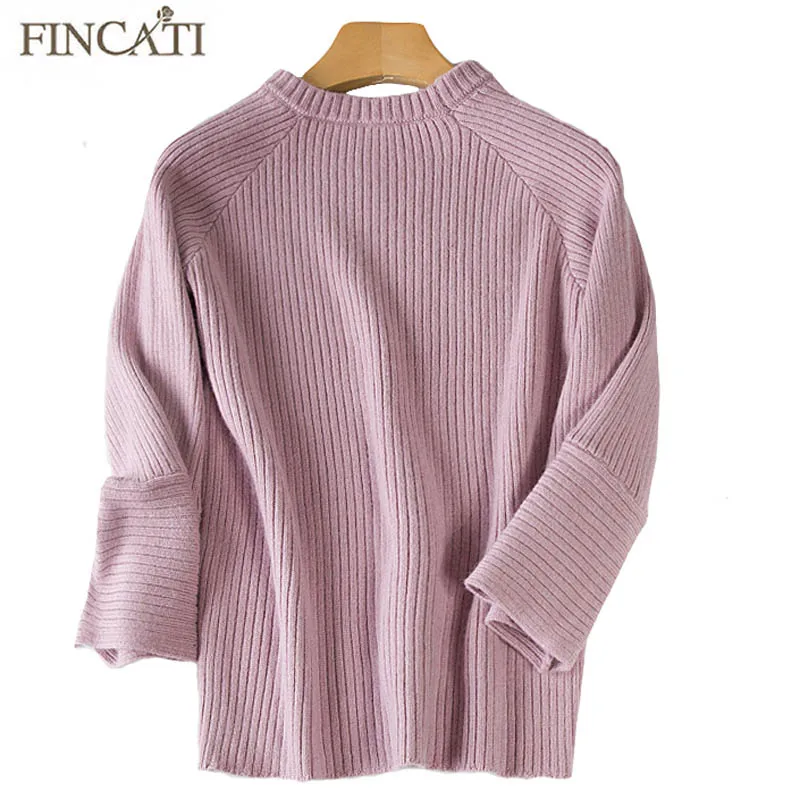 Women Jersey New Fashion High Quality Pure Cashmere Fluffy Soft Twist Knitted Flare Sleeve Pullover Sweater | Женская одежда
