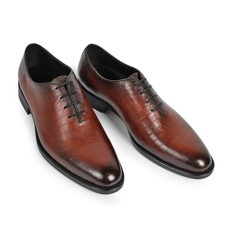 VIKEDUO/ г.; мужские классические туфли в винтажном стиле; клетчатые Свадебные офисные туфли; Мужская обувь из натуральной кожи; оксфорды; Patina zapatos hombre - Цвет: brown