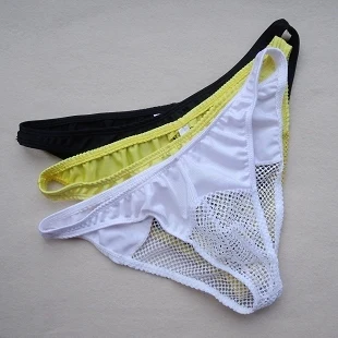 

men's bikini underwear briefs low-waist gauze transparent panties mesh breathable