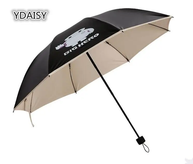 

YDAISY uper anti uv sun umbrella black caoting sunscreen folding umbrellas men women outdoor parasol characters BIG HERO 6