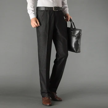 

New Autumn Winter Formal Middle-ag Suit Pants Men For Father Fit Casual Business Straight Dress Trouser