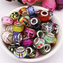 50pcs Mixed color big hole round loose plastic resin murano spacer beads charms fit pandora bracelet DIY bead for jewelry making 50pcs Mixed color big hole round loose plastic resin murano spacer beads charms fit pandora bracelet DIY bead for jewelry making
