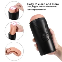 Automatic Male Masturbator Cup Soft TPE Oral Vaginal Vibrator Sex Masturbation Cup Real Vagina Sex Toys for Men