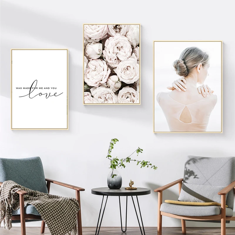 

Modern Nordic Poster Flower Poster and Prints Canvas Prints Love Quote Painting Wall Picture For Living Room Minimalist Decor