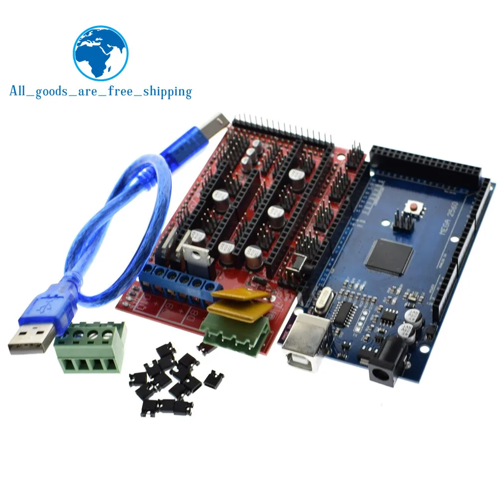 TZT Mega 2560 R3 Mega2560 REV3+ RAMPS 1,4 контроллер для Arduino 3d принтер arduino комплект Reprap MendelPrusa