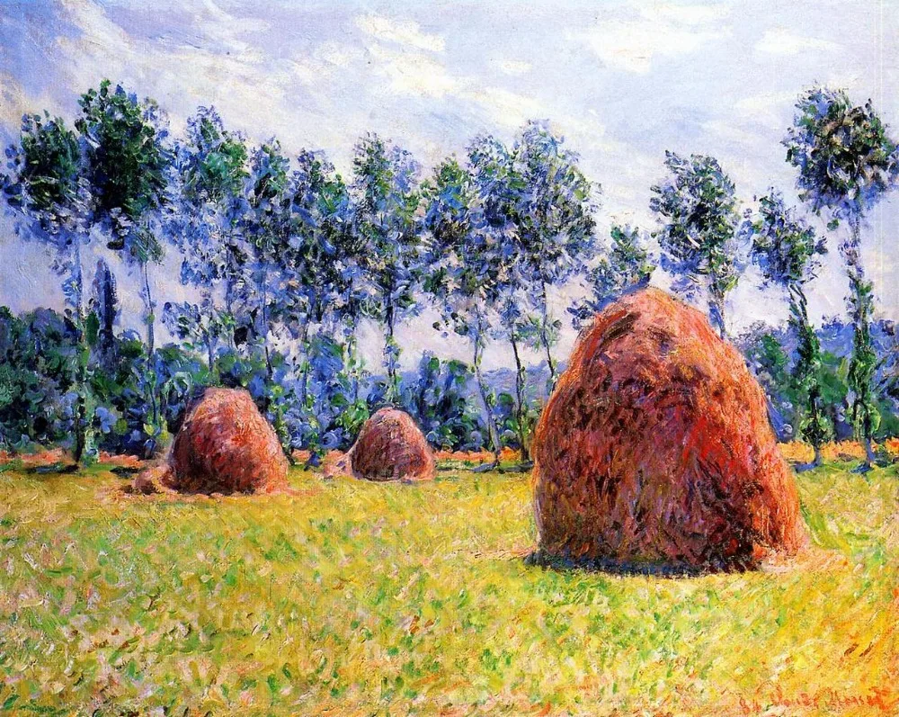 

100% handmade landscape oil painting reproduction on linen canvas,haystacks-at-giverny by claude monet,oil paintings