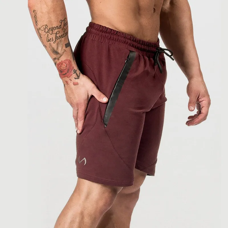 Мужские обтягивающие хлопковые шорты для бодибилдинга, мужские спортивные шорты для фитнеса и тренировок, летние мужские повседневные модные пляжные тренировочные брюки для бега
