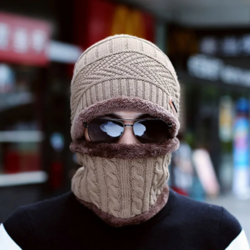 Men's Winter Hat Knitted Wool Cap Man 