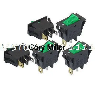 AC 250 V/15A 125 V/20A 3 Pin SPST зеленая неоновая лампа ВКЛ/ВЫКЛ перекидной клавишный