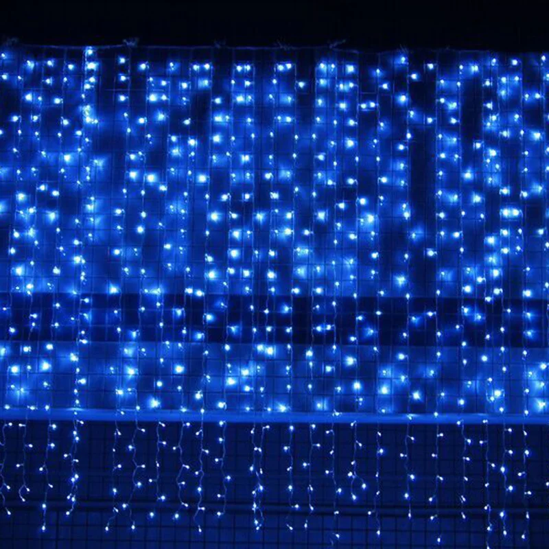 На Рождество, для детей возрастом от 3 м X 3 м 300 светодиодный гирлянда-занавес огни Рождественские украшения для дома с утолщённой меховой опушкой, Natal год вечерние декор - Цвет: blue