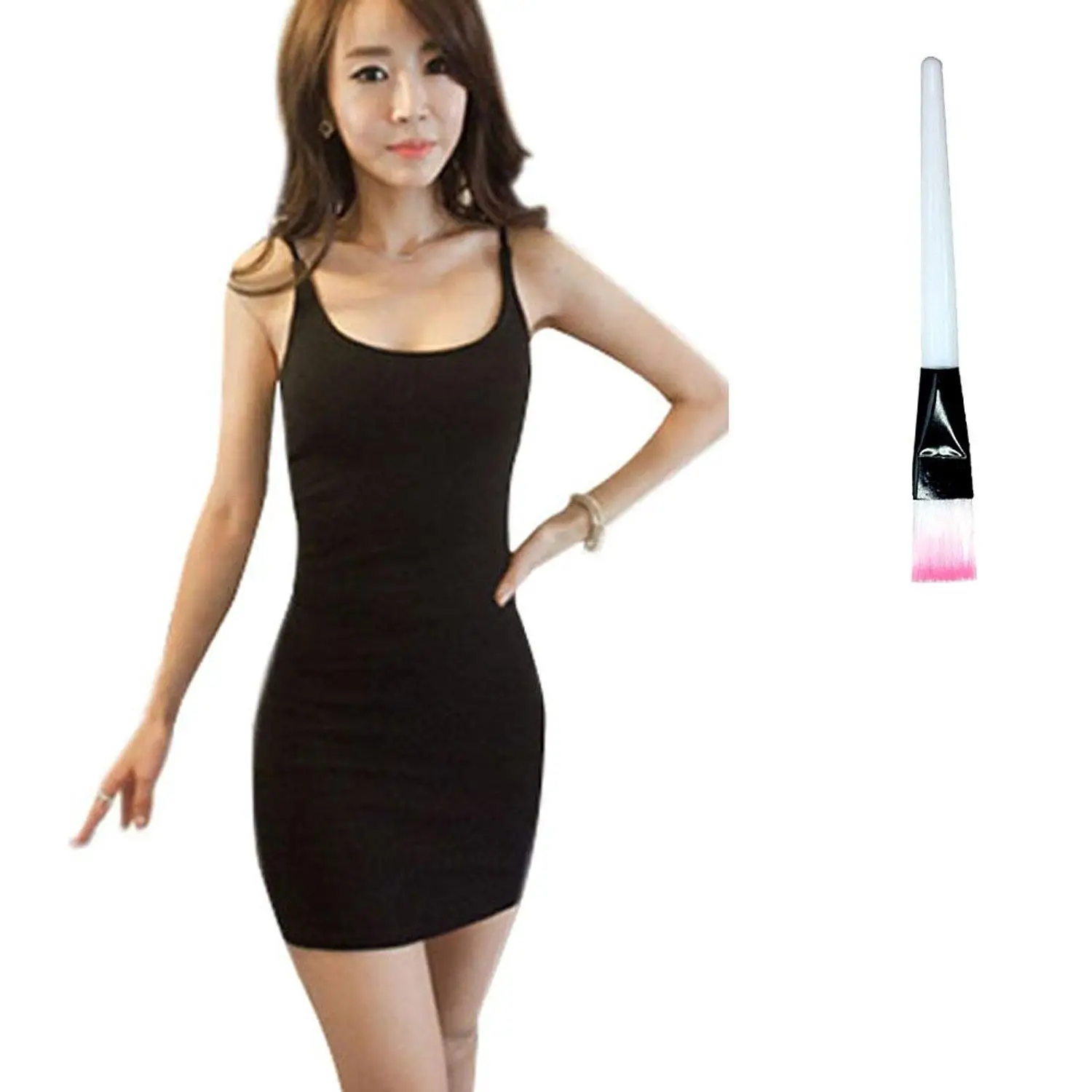 Coromose Weixinbuy Women`s Cotton Solid Bodycon Strap Base Club Mini Dress Black L | Женская одежда