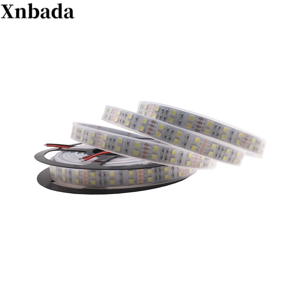 Double Row 5050 RGB/RGBW Led Strip 120Leds/m White/Warm White Led Flexible Light White/Black PCB IP30/IP67 DC12/24V