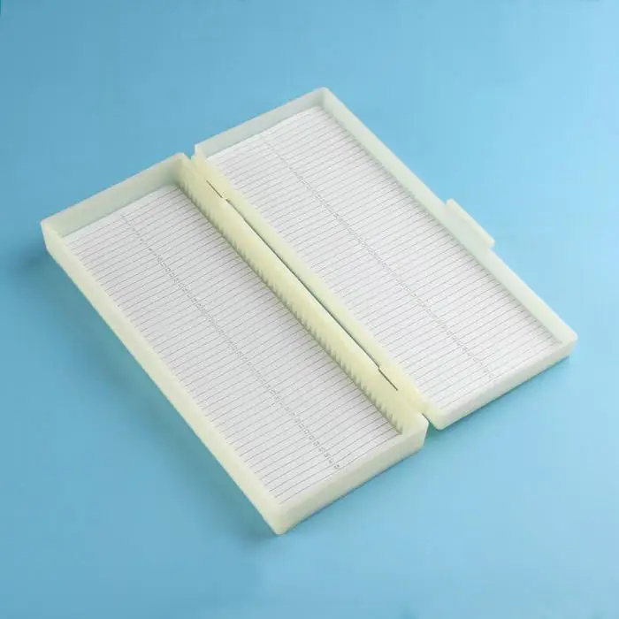 1pcs Storable and portable 50 Slots Rectangular Microscope glass slide box , Pathological