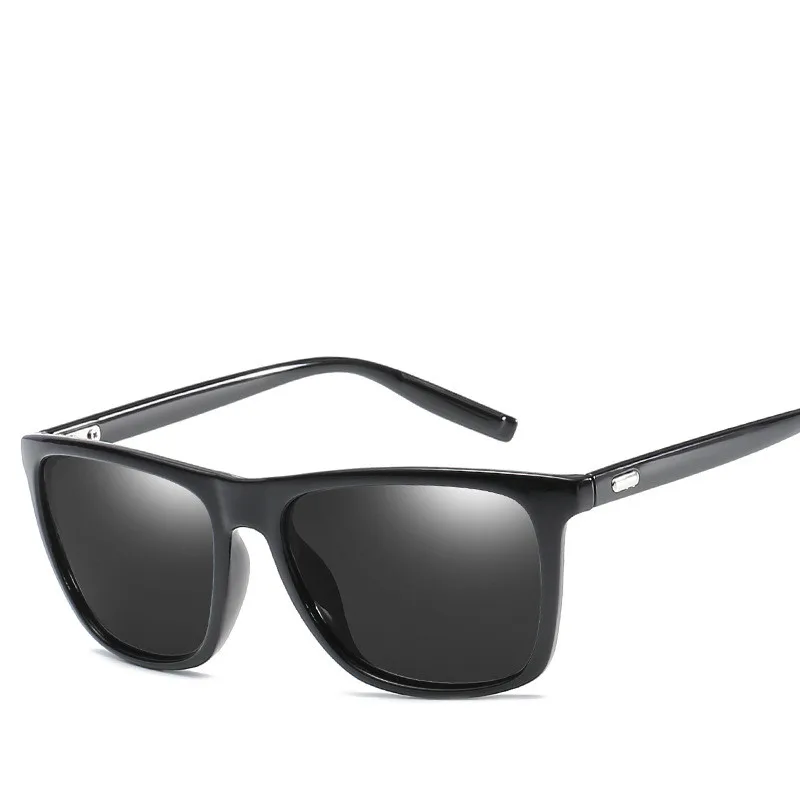 Роскошные брендовые квадратные мужские солнцезащитные очки Hue винтажные Ретро Поляризованные солнцезащитные очки мужские солнцезащитные очки для мужчин gafas ray bann Okulary - Цвет линз: Black
