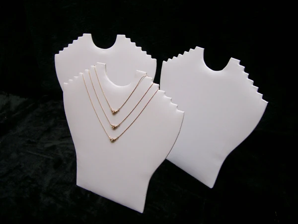 

Jewelry Display Stand Necklace Holder Easel Bust white leatherette for Multi Items Folding Neck Easel