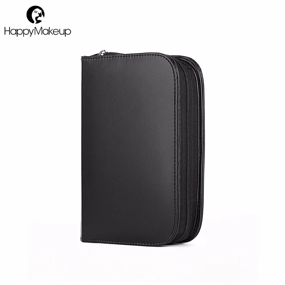 

Happy Makeup Pro Portable Black Makeup Brushes PU Zipper Bag Cosmetic Artist Kits Case Tools Holder Accessories Pouch