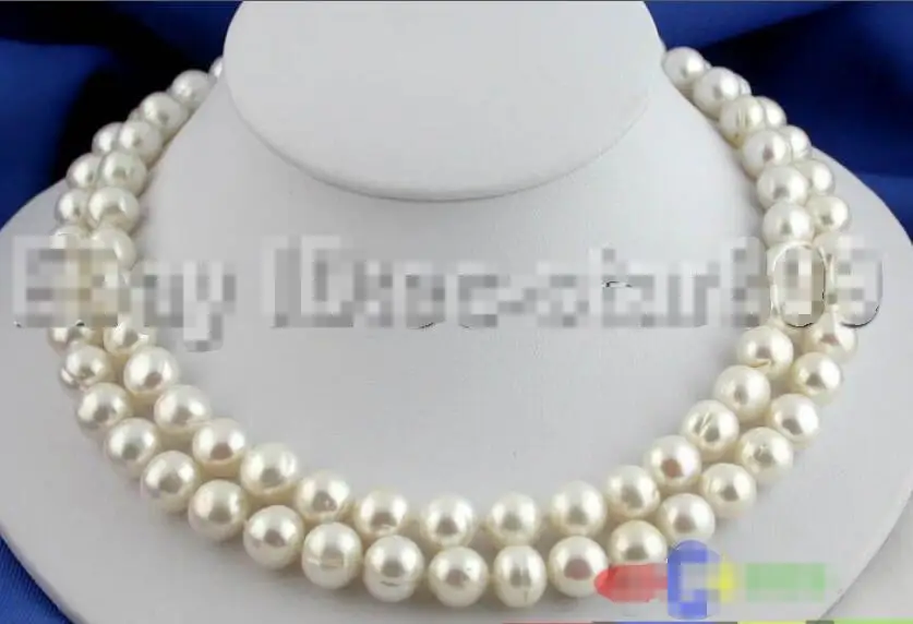 

Free shipping hot sale Women Bridal Wedding Jewelry >>2ROW 11MM WHITE ROUND FRESHWATER PEARL NECKLACE MAGNET