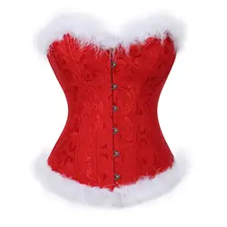 Женский Рождественский костюм Санта-Клауса сексуальный корсет бюстье Женское белье Топ корсетный верх размера плюс сексуальные красные