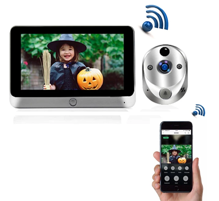 

New Arrival 7 Inch WIFI Digital Wireless Peephole Viewer 2.4Ghz Wifi Doorbell Recording function 2-way Audio intercom