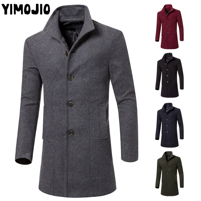 

YIMOJIO Coat Men Casual Long jacket men Trench coat Streetwear Slim Long coat men Solid Male Windbreaker Trenchcoat men Warm Woolen coat Male Hot Style Outdoor Wear Fashion Trench Long Thick Clothes Male Solid Trench