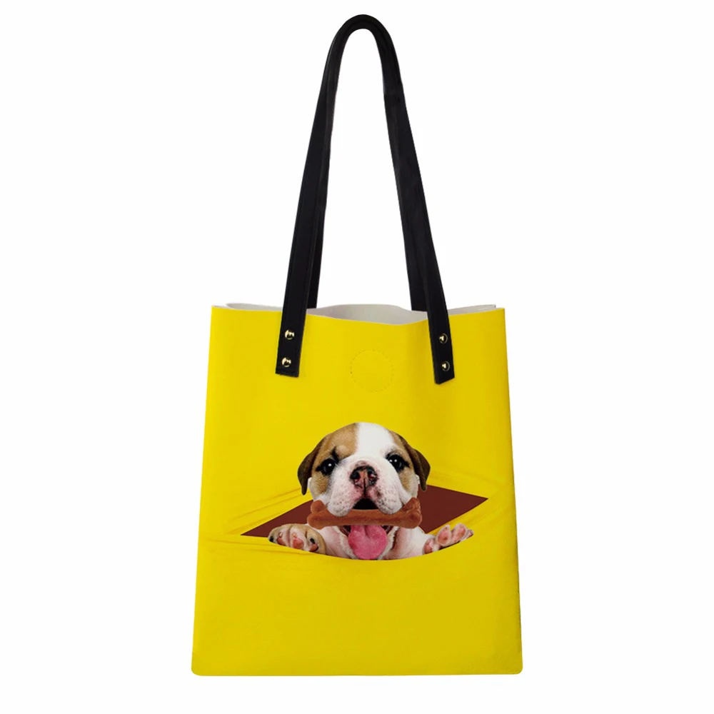 

Customized Women's Soft Leather Handbag High Quality Women Shoulder Bag Dog Cat Pattern Bucket Bag Fashion Women's Handbags