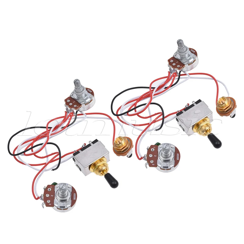 Prewired Wiring Harness Kit 3 Way Toggle Switch 500k Pots Jack for Electric Guitar Parts 2 Set | Спорт и развлечения
