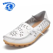 Huanqiu/женская повседневная обувь из натуральной кожи; женские лоферы без застежки; женские мокасины на плоской подошве; женская обувь для вождения; обувь с вырезами для мамы; WFQ102