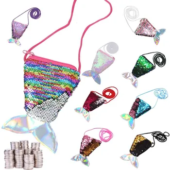 

Scale Fish Colorful Coin Purse Women Mini Wallets Small Crossbody Bag Girls Fashion Long String Wallet Children Money Card Pock