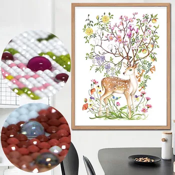 

diy 5D diamond painting full diamond living room bedroom cartoon animal deer point diamond cross - stitch stick diamond embroide