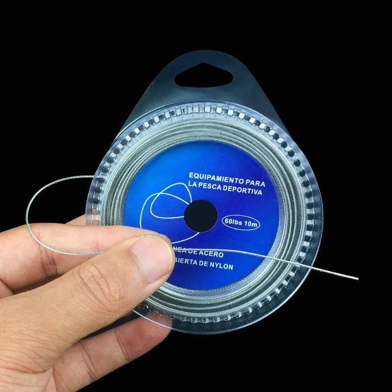 

High Strength Fishing Wire 7 Strands of Steel Wire Line Surface Cover with Nylon 10m Woven with Clip Connector 10-120 Lbs